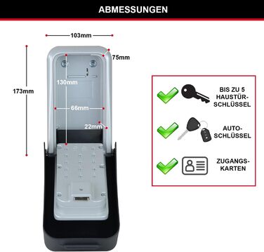 Сейф для ключів Master Lock сертифікований, великий, настінний, зовнішній, 17.3 x 10.3 x 7.5 см, підвищена безпека