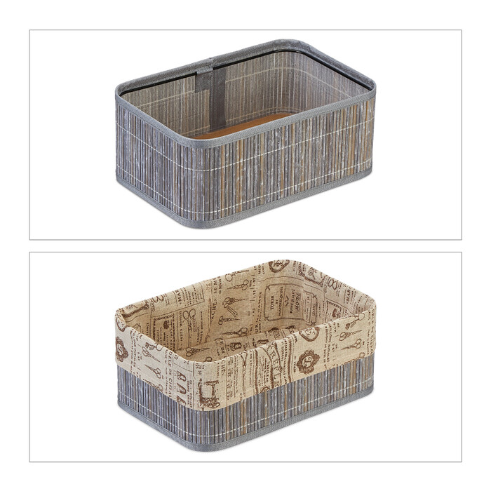 Relaxdays 3-Piece Bamboo Storage Baskets