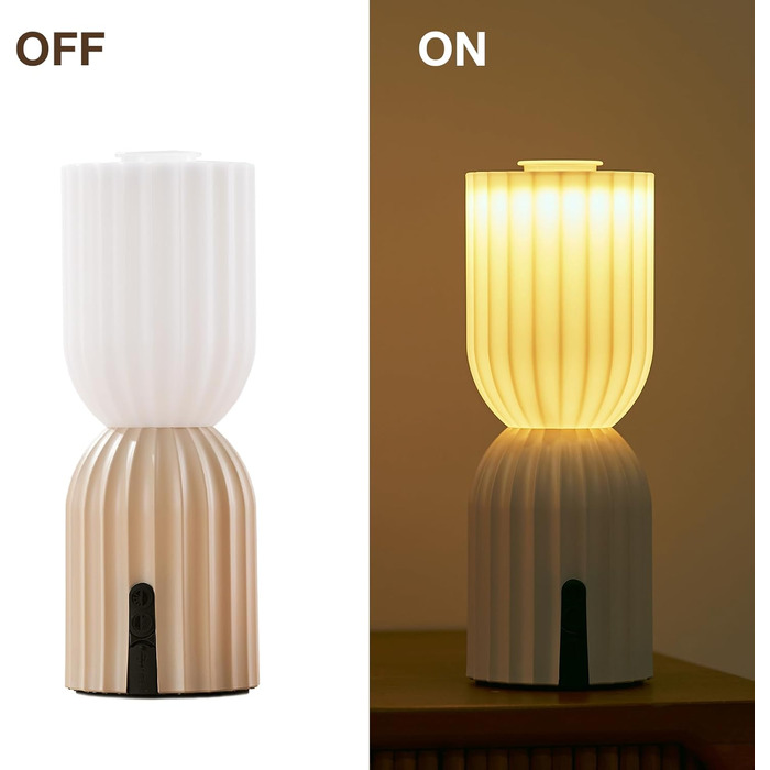 Світлодіодна настільна лампа бездротова акумуляторна, RGB з USB-C, димується, IP54, бежева для вітальні, балкона, саду