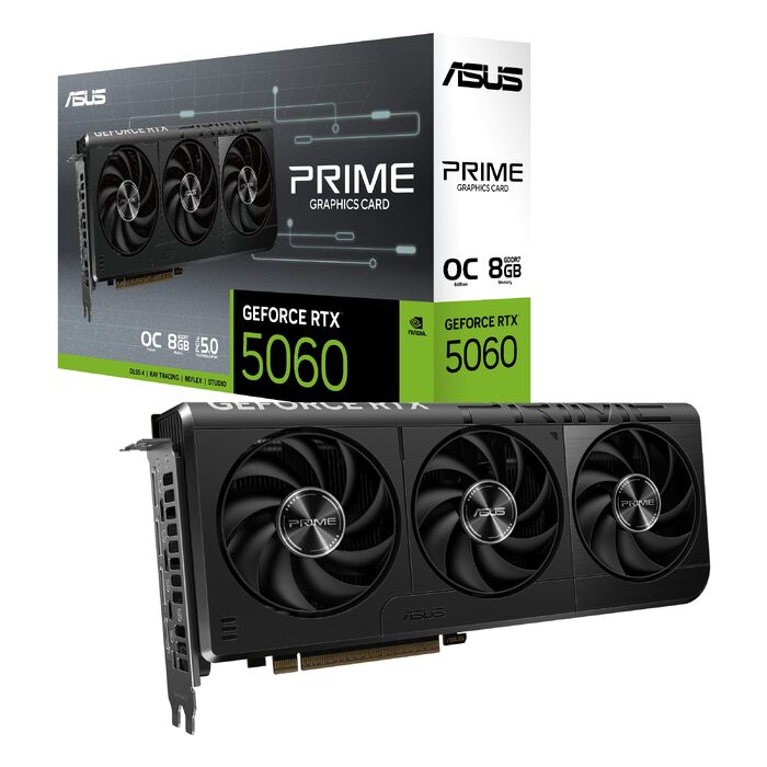 Ігрова відеокарта ASUS Prime GeForce RTX 5060 OC Edition 8GB GDDR7, чорна