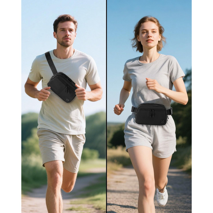 Гірчатка поясна 2L Mokze для чоловіків та жінок - стильна поясна сумка з регульованим ремінком, водонепроникна, для бігу, їзди на велосипеді, подорожей, темно-синій (чорний)