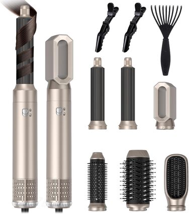 Набір для укладки волосся Souvik 6шт: щітка-фен, плойка, об'єм, сушка - срібло