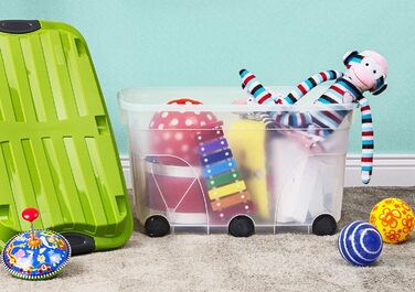 Rotho Roller 6 2-Piece Storage Box Set, 57L with Lid and Wheels