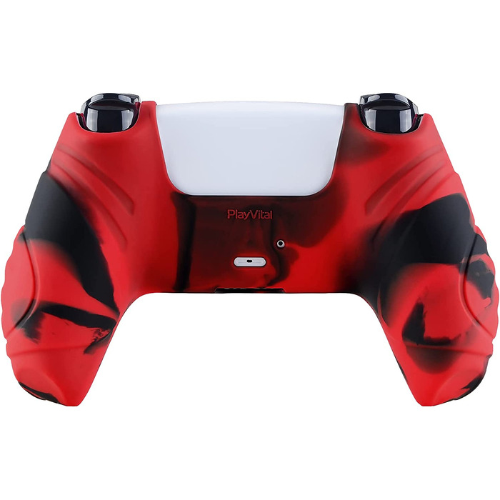 Силіконовий чохол eXtremeRate PlayVital для контролера PS5, антиковзкий захист, 2 накладки на стіки, серія Guardian, червоно-чорний