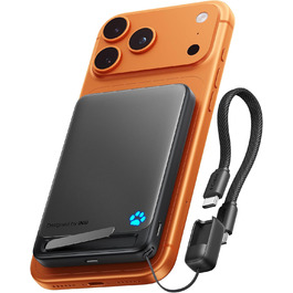 INIU Power Bank Magsafe 10000mAh 45W Qi2, чорний. З кабелем USB-C та підставкою, для iPhone 17/16/15/14/13