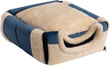 Hollypet Cat Bed, Small Dog Bed, 2-in-1 Foldable Plush Pet Bed for Cats & Small Dogs, Cozy and Soft Pet Cave Bed for Indoor Outdoor, (Dark Blue)
