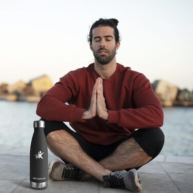 Термос KollyKolla: пляшка для води з нержавіючої сталі 500мл/750мл/1л, не протікає, без BPA, ізоляція, для дітей, спорту, школи, фітнесу, активного відпочинку, кемпінгу, чорний