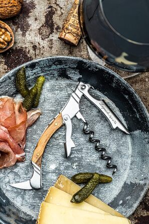 Laguiole Style de Vie Corkscrew, Bottle Opener with Foil Cutter, Olive Wood