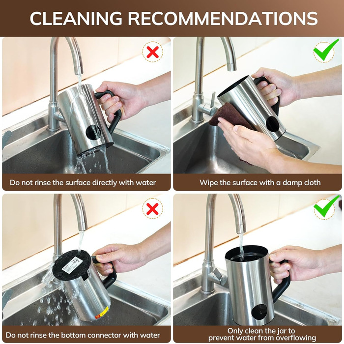 Електричний піногасник для молока Morpilot, 650W, нержавіюча сталь, 350мл, для гарячого та холодного молока, сумісний з посудомийною машиною