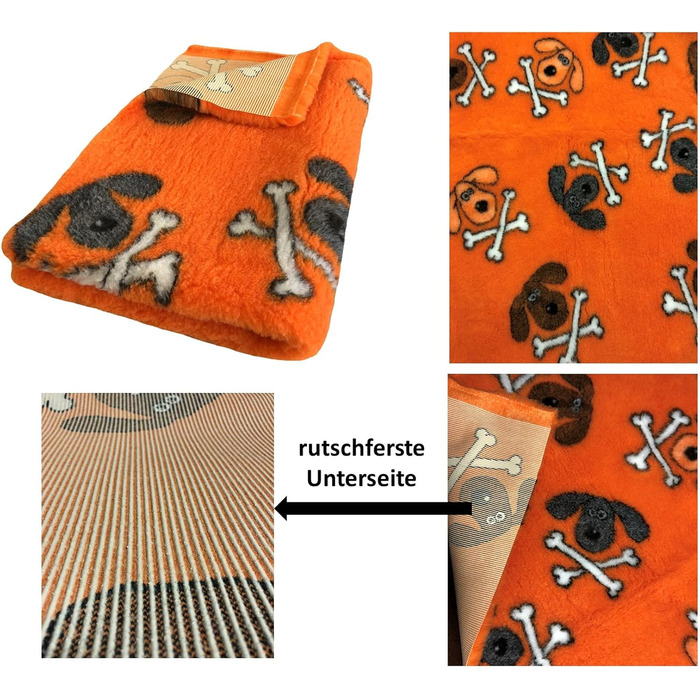 Килимок для собак Elropet Premium 30mm, неслизький, S/M/L, для маленьких та великих собак, Vet Bed, найвища якість (S 80x50 см, кістка помаранчевого кольору)