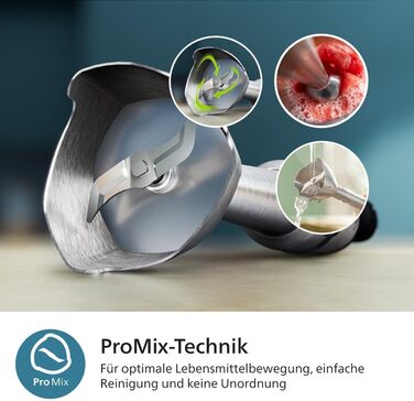 Philips 5000 Series Immersion Blender incl. Whisk, Spiralizer, XL Chopper - 1200 W power. ProMix technology. LED speed indicator. Infinite speed setting (HR2684/00) + Whisk, Spiralizer, XL Chopper