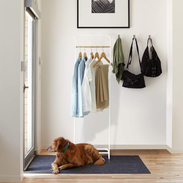 Stable Clothes Rack Coat Stand Slim Coat Rack Metal Coat Rack for Bedroom L16xB16x55 Inches, White…