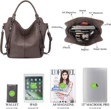 Комплект жіночих сумок Realer: шкіряна сумка-шопер, сумка на плече, гаманець Taupe L (бежевий)