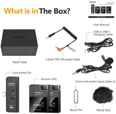 COMICA BoomX-DUC2: Бездротовий мікрофон для смартфона та ноутбука (USB-C) - ідеальний для влогів, подкастів та стрімінгу