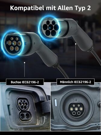 Кабель зарядки для електромобіля Bokman Typ 2, 11 кВт, 3-фазний, 5 метрів (з сумкою та мікрофіброю)