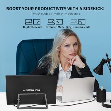 Портативний монітор 18.5 дюймів MK185: 120Hz, 1080P, sRGB, USB/HDMI, VESA, HDR, для ноутбука, телефону, ігор