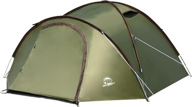 Намет кемпінговий 3-4 особи Campingzelt двошаровий, водонепроникний, з москітною сіткою, затемненим внутрішнім простором, хакі/коричневий
