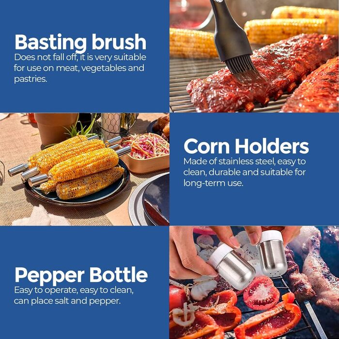 Набір аксесуарів для гриля Edihome, 25 предметів, з нержавіючої сталі, преміум-якість, у кейсі, ідеальний подарунок для чоловіків