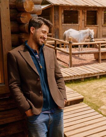 Кардиган чоловічий PJ PAUL JONES з блискавкою та стійким коміром, грубий в'язання (XL, Синій)