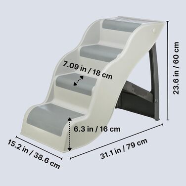 Сходинки для собак TRIXIE - 4 сходинки, сірі, з гумовим покриттям, складні, для ліжка та дивану