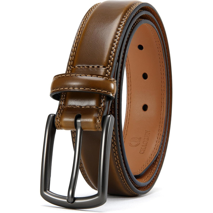 Чоловічий шкіряний ремінь CHAOREN 32 мм для ділового костюма та формального одягу, темно-коричневий, розмір 103 см