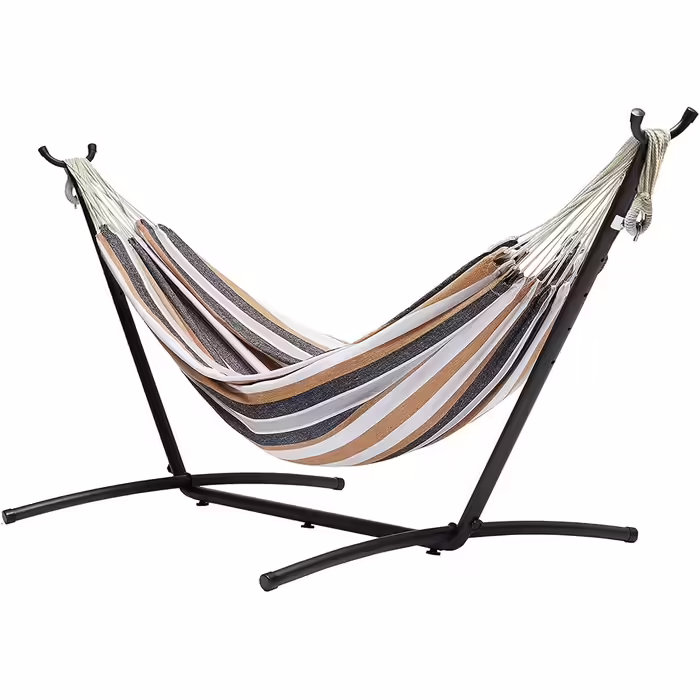 Amazon Basics Hammock with Stand, Fabric, One Size, 117 cm x 300 cm x 100 cm, Multicolored