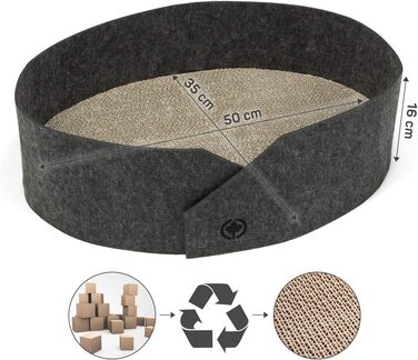 Кігтеточка для котів Owen XL – діаметр 50 см, сірий, філц, з картонною основою