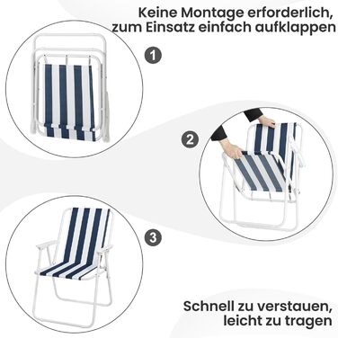 WOLTU Folding Camping Chairs, 2-Piece Set, Folding Chair, Lightweight Fishing Chair with Armrests for Picnic, Outdoor, Hiking, Garden, Balcony, (White+Blue)