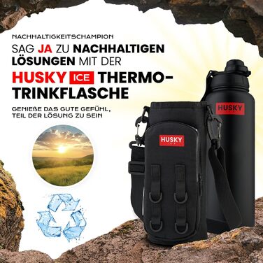 Stainless Steel Water Bottle with FREE Carrying Bag - 700ml - BPA-Free, Leakproof and Dishwasher Safe Thermo Insulated Bottle - Double-Walled Thermos Flask, Sports, Outdoor (Black Edition)