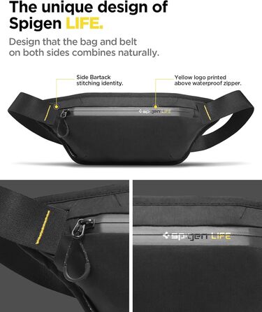 Чоловіча та жіноча поясна сумка Spigen Klasden Bauchtasche для подорожей, спорту та активного відпочинку - чорна