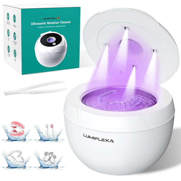 Ультразвукова ванна для чищення 45 кГц з УФ-лампою 200 мл - 4 режими для брекетів, кап, ювелірних виробів (Біла)