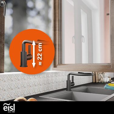 Кран кухонний гнучкий EISL Flexo з нержавіючої сталі/чорний, 360° обертання, Soft-Touch шланг, NI186FLNIB