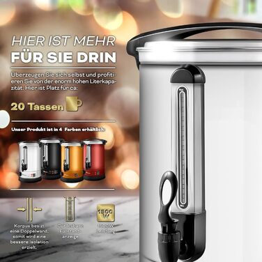 Glow Wine Cooker 6.8L / 1500W Canning Machine made of Stainless Steel, Glow Wine Kettle, Glow Wine Machine, Hot Beverage Machine, Hot Water Dispenser