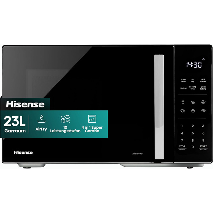 Мікрохвильова піч Hisense H23MOBS5HC 23 л, 900 Вт, AirFry, 4 в 1, чорна
