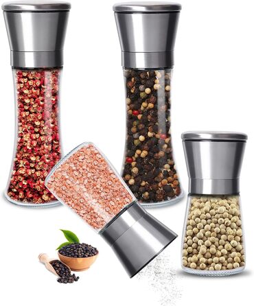 Набір меланець для солі та перцю (2 шт.) з регульованим керамічним млинком, 180 мл. Меланець для перцю, солі та чилі, ручний, для різних спецій.