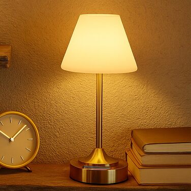 Світлодіодний акумуляторний настільний світильник OUTON (2 шт), USB-C, 3 режими світла, сенсорне керування, водонепроникний IP54, до 53 годин, для ванної, кухні, вулиці (Золотий)