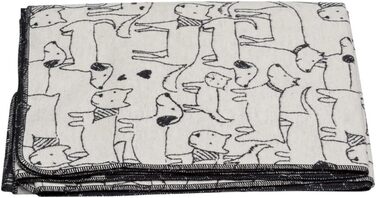 Плед David Fussenegger для дітей та собак Juwel, розмір 140/200 см, колір сиро-білий з візерунком, натуральний/антрацитовий