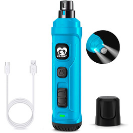 Електричний точило для кігтів собак та котів Casfuy з LED-підсвіткою, 2 швидкості, тихий, для собак та котів малих та середніх порід (Скай Блю)