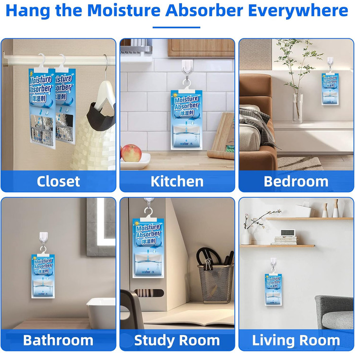 CONOPU 10 Packs x 248g (2.5KG) Hanging Air Dehumidifiers, Dehumidifier Granules, Free Yourself from Moisture for Basements, Bedrooms, Bathrooms, Eliminate Unpleasant Odors, OZ04CSD04