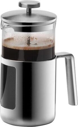 WMF Kult Coffee Press 1l, French Press, Coffee Maker for 6 Cups, Glass, Brushed Cromargan Stainless Steel, Dishwasher Safe