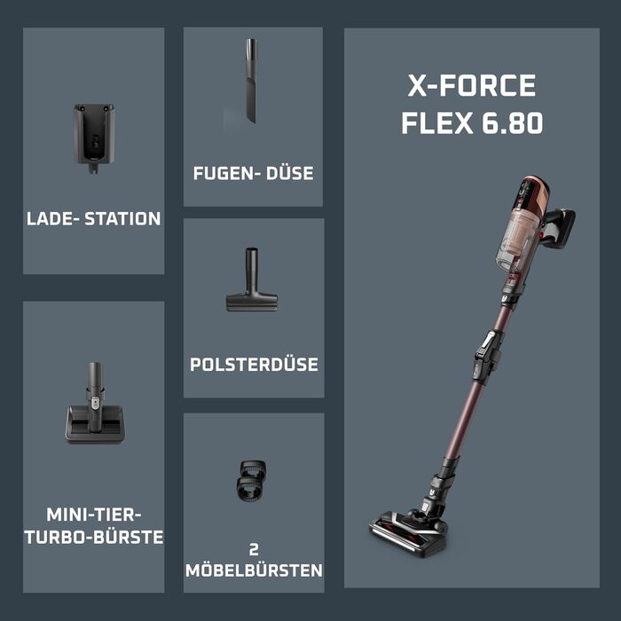Акумуляторний вертикальний пилосос Rowenta X-Pert 6.80 Flex, 100 AW, бездротовий, винно-червоний
