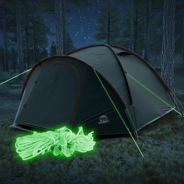 Намет кемпінговий Campingzelt 3-4 особи двошаровий, водонепроникний, з москітною сіткою, затемненим внутрішнім простором та сумкою для транспортування (коричнево-сірий)