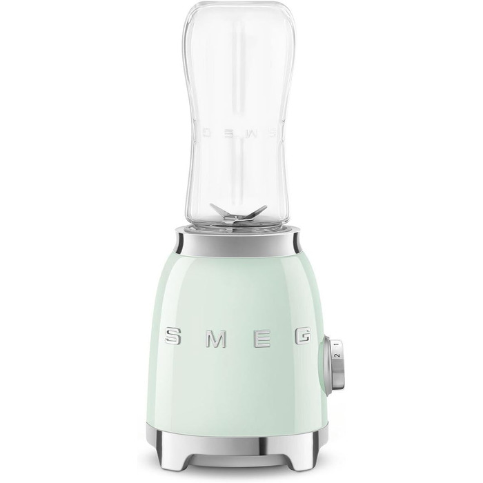 SMEG, Personal Blender PBF01PGEU, 2 speed settings, stainless steel double blade, 2 x 600 ml bottles included, non-slip base, integrated cable winding, 300W, pastel green