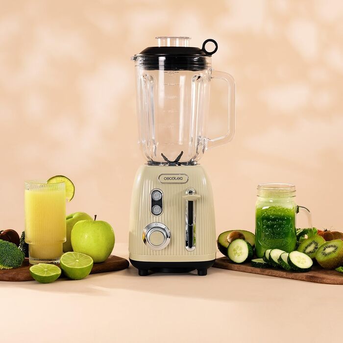 Cecotec Retro Power Stand Mixer - Black Titanium & RetroGreen, 1200W, 1.5L, 2 Speed, Titanium-Coated Blades