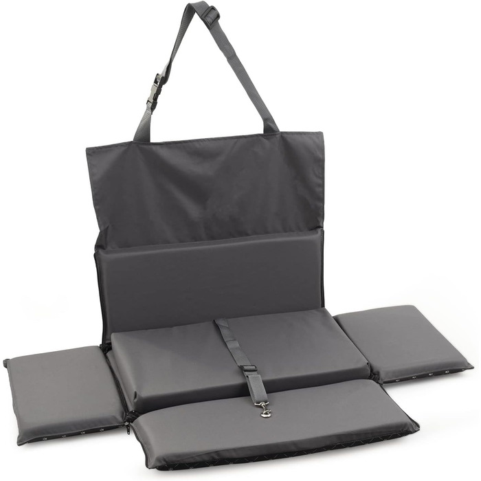 Автомобільний сидіння для собак середніх та великих порід, сірого кольору, розмір M (60x41 см) | Зручне автоліжко для собак, автосидіння на заднє сидіння або пасажирське місце | Матеріал: поліестер (імітація льону)