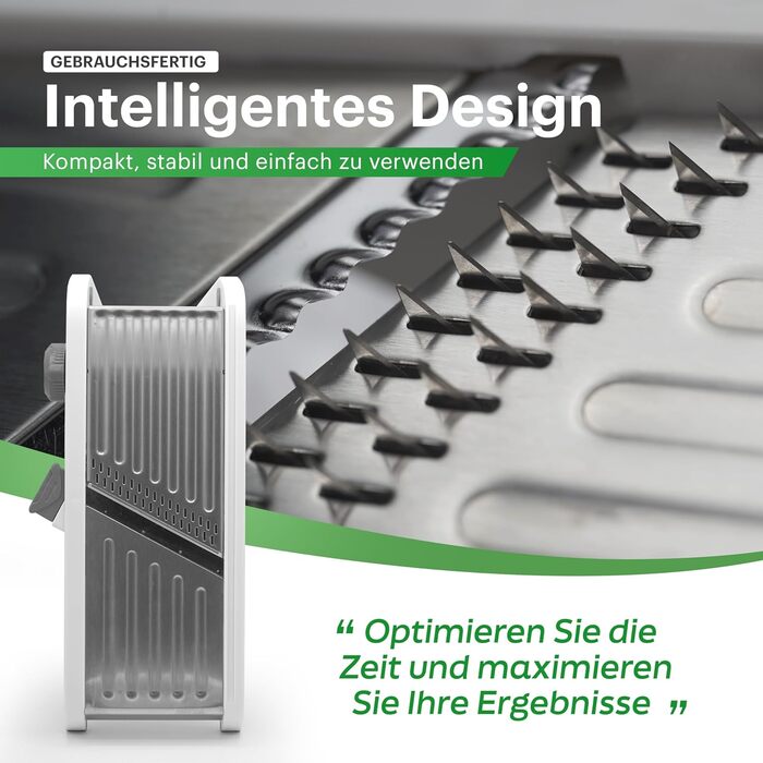 Обрізчик овочів Mandoline з нержавіючої сталі – професійний овочеріз з регулюванням товщини нарізки, для нарізки жульєном/кубиками/смужками, придатний для миття в посудомийній машині