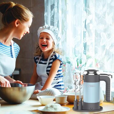 Westinghouse Retro Hand Mixer, 5 Speed Settings + Turbo Function, 2 Beaters, 2 Dough Hooks, LCD Display, Timer, Non-Slip Base, Storage Bag, 350 Watts, Light Blue