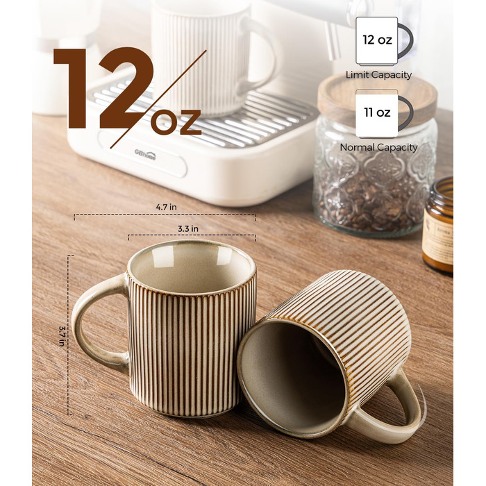 Набір посуду GBhome з реактивної глазурі для 6 осіб, 18 предметів: тарілки, миски, чашки (капучино), ручна робота, кераміка, безпечний для мікрохвильової печі та посудомийної машини