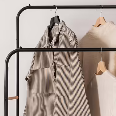 Металевий вішак для одягу Newlux Hangy Duo 30, до 24 кг, з полицею для взуття, чорний, 50x40x160 см, стійкий, легка збірка, захист підлоги