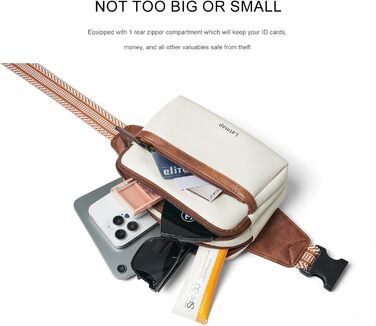 Women's Fanny Pack Small, Crossbody Bag Women's PU Leather Theft-Proof Bag Waterproof Belt Bag Women's Hip Bag for Outdoors, Travel, Cycling, Beige
